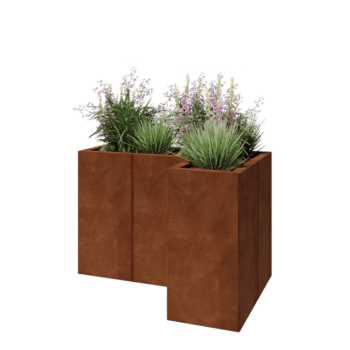 Corten terasest lillekast - L-kuju - 90 x 60 x 60 cm - Ilma põhjalauata