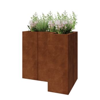 Corten terasest lillekast - L-kuju - 90 x 60 x 80 cm - Ilma põhjalauata