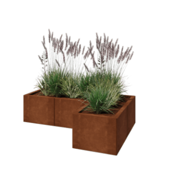 Corten terasest lillekast - L-kuju - 120 x 80 x 30 cm - Põhjalauaga