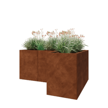 Corten terasest lillekast - L-kuju - 180 x 120 x 80 cm - Põhjalauaga