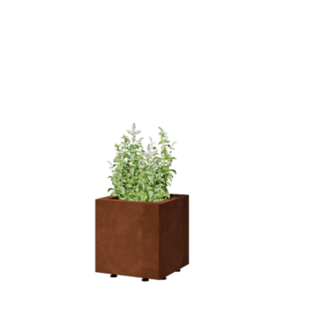 Corten terasest lillekast - Ruut - 30 x 30 x 30 cm - Põhjalauaga - Jalgadega