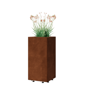 Corten terasest lillekast - Ruut - 30 x 30 x 60 cm - Põhjalauaga - Jalgadega