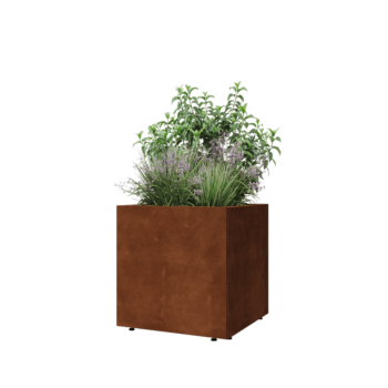 Corten terasest lillekast - Ruut - 60 x 60 x 60 cm - Põhjalauaga - Jalgadega