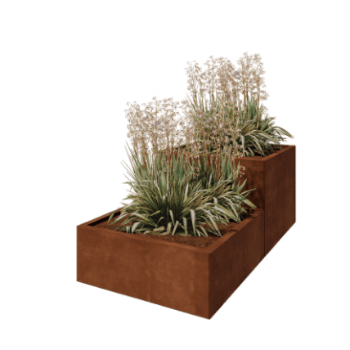Corten terasest lillekast - 2-osaline astmemudel  - 160 x 80 x 60 cm - Ilma põhjalauata