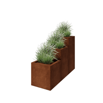Corten terasest lillekast - 3-osaline astmemudel  - 120 x 40 x 80 cm - Põhjalauaga