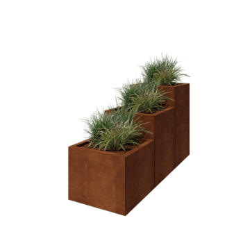 Corten terasest lillekast - 3-osaline astmemudel  - 150 x 50 x 80 cm - Põhjalauaga