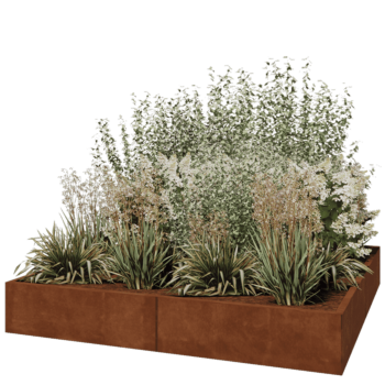 Corten terasest lillekast XXL - Ruut - 200 x 200 x 30 cm - Ilma põhjalauata