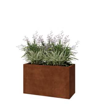 Corten terasest lillekast - Ristkülik - 100 x 40 x 60 cm - Põhjalauaga