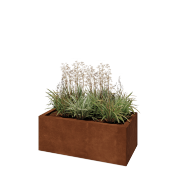 Corten terasest lillekast - Ristkülik - 80 x 40 x 30 cm - Põhjalauaga