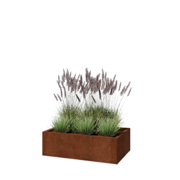 Corten terasest lillekast - Ristkülik - 100 x 60 x 30 cm - Põhjalauaga