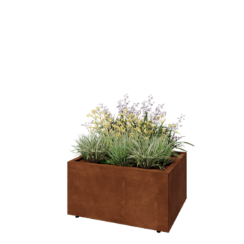 Corten terasest lillekast - Ristkülik - 80 x 60 x 40 cm - Põhjalauaga - Jalgadega