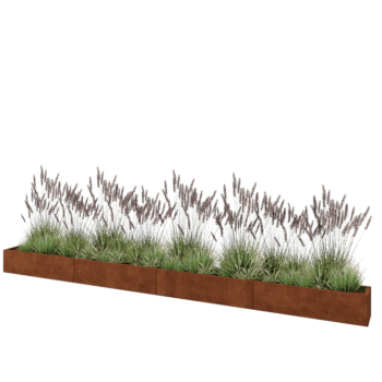 Corten terasest lillekast XXL - Ristkülik - 480 x 30 x 30 cm - Põhjalauaga