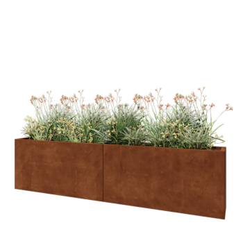 Corten terasest lillekast XXL - Ristkülik - 240 x 30 x 60 cm - Põhjalauaga