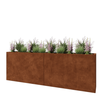 Corten terasest lillekast XXL - Ristkülik - 240 x 40 x 80 cm - Põhjalauaga