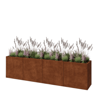 Corten terasest lillekast XXL - Ristkülik - 320 x 50 x 80 cm - Põhjalauaga