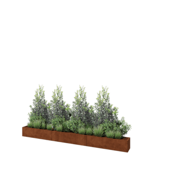 Corten terasest lillekast XXL - Ristkülik - 360 x 30 x 30 cm - Põhjalauaga