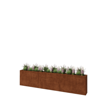 Corten terasest lillekast XXL - Ristkülik - 360 x 30 x 80 cm - Ilma põhjalauata