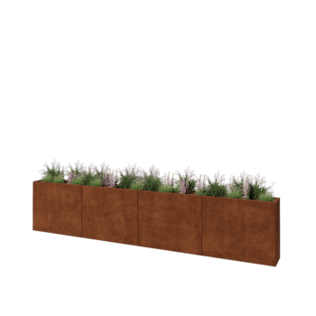 Corten terasest lillekast XXL - Ristkülik - 400 x 30 x 80 cm - Põhjalauaga