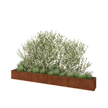 Corten terasest lillekast XXL - Ristkülik - 400 x 40 x 40 cm - Põhjalauaga