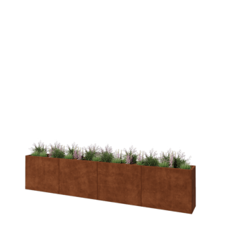 Corten terasest lillekast XXL - Ristkülik - 400 x 40 x 80 cm - Ilma põhjalauata