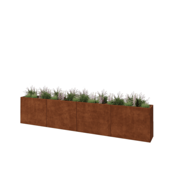 Corten terasest lillekast XXL - Ristkülik - 400 x 40 x 80 cm - Põhjalauaga