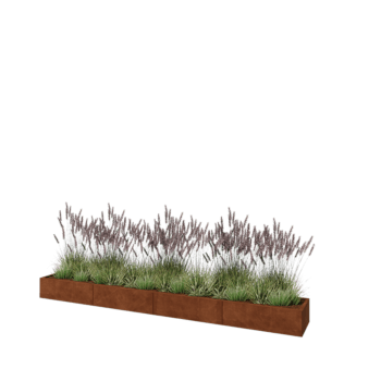Corten terasest lillekast XXL - Ristkülik - 400 x 50 x 30 cm - Põhjalauaga