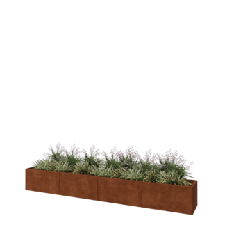 Corten terasest lillekast XXL - Ristkülik - 400 x 50 x 50 cm - Põhjalauaga