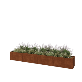 Corten terasest lillekast XXL - Ristkülik - 400 x 50 x 50 cm - Põhjalauaga