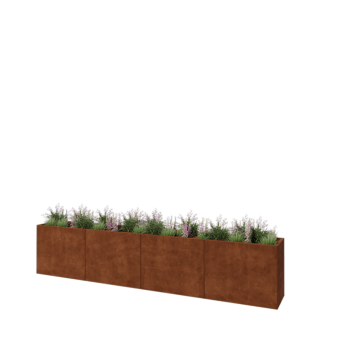 Corten terasest lillekast XXL - Ristkülik - 400 x 50 x 80 cm - Põhjalauaga