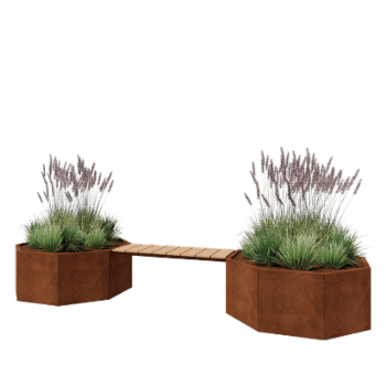 Corten terasest lillekast - Kaheksanurk - 362,6 x 120,7 x 50 cm - Pingikesega - Ilma põhjalauata
