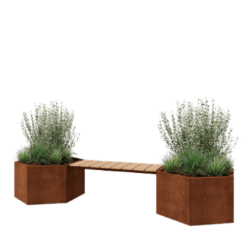Corten terasest lillekast - Kuusnurk - 294,4 x 99,3 x 50 cm - Pingikesega - Ilma põhjalauata