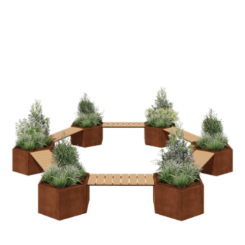 Corten terasest lillekast - Lõkkekomplekt - 502,2 x 459,2 x 50 cm - Pingikesega - Ilma põhjalauata