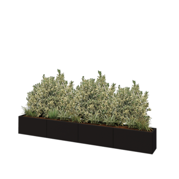 Terasest lillekast XXL - Ristkülik - 320 x 30 x 40 cm - RAL9005 matt (must) - Ilma põhjalauata