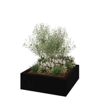 klaaskiudne lillekast - Ruut - 120 x 120 x 40 cm - RAL9005 matt (must) - Põhjaga