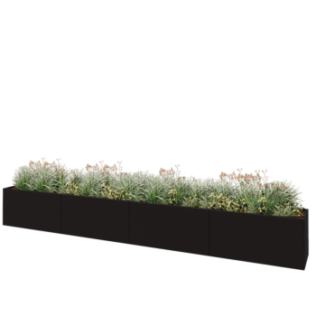 Terasest lillekast XXL - Ristkülik - 480 x 50 x 60 cm - RAL9005 matt (must) - Ilma põhjalauata