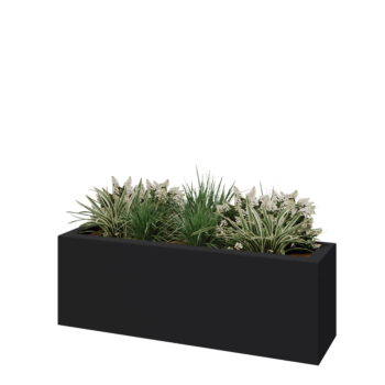 klaaskiudne lillekast - Ristkülikukujuline - 120 x 30 x 40 cm - RAL7021 matt (must hall) - Põhjaga