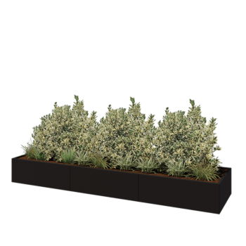 Terasest lillekast XXL - Ristkülik - 360 x 80 x 40 cm - RAL9005 matt (must) - Ilma põhjalauata