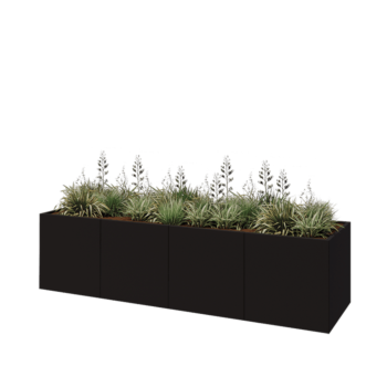 Terasest lillekast XXL - Ristkülik - 320 x 80 x 80 cm - RAL9005 matt (must) - Ilma põhjalauata