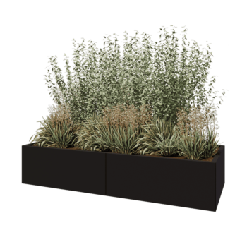 Terasest lillekast XXL - Ristkülik - 200 x 80 x 40 cm - RAL9005 matt (must) - Ilma põhjalauata