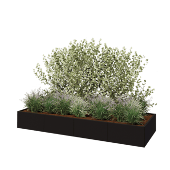 Terasest lillekast XXL - Ristkülik - 320 x 100 x 40 cm - RAL9005 matt (must) - Ilma põhjalauata