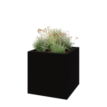 klaaskiudne lillekast - Ruut - 100 x 100 x 100 cm - RAL9005 matt (must) - Põhjaga