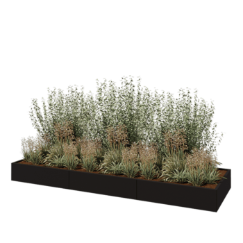 Terasest lillekast XXL - Ristkülik - 360 x 100 x 30 cm - RAL9005 matt (must) - Ilma põhjalauata