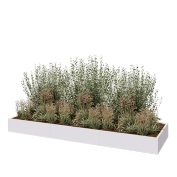 Terasest lillekast XXL - Ristkülik - 360 x 100 x 30 cm - RAL9010 matt (valge) - Põhjalauaga