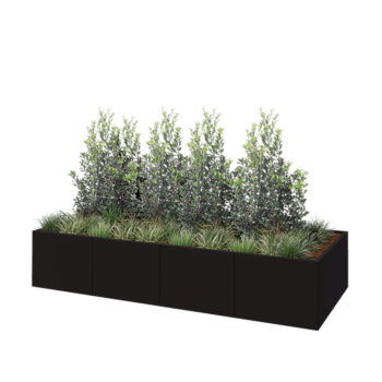 Terasest lillekast XXL - Ristkülik - 320 x 120 x 60 cm - RAL9005 matt (must) - Ilma põhjalauata