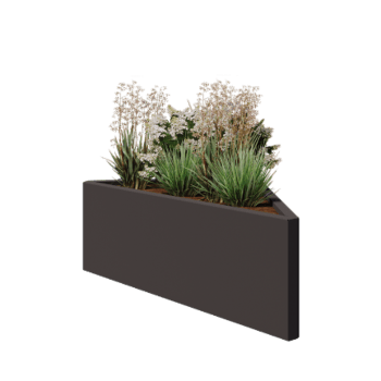 Terasest lillekast - Kolmnurk erikülgne - 112,2 x 60,5 x 40 cm - RAL7016 matt (antratsiithall) - Ilma põhjalauata