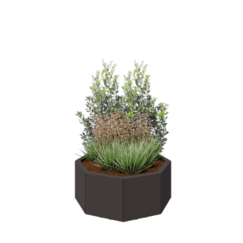 Terasest lillekast - Kaheksanurk - 72,4 x 72,4 x 30 cm - RAL7016 matt (antratsiithall) - Põhjalauaga - Jalgadega