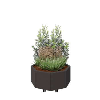 Terasest lillekast - Kaheksanurk - 72,4 x 72,4 x 30 cm - RAL7016 matt (antratsiithall) - Põhjalauaga - Ratastega