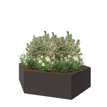 Terasest lillekast - Kuusnurk - 239,3 x 207,8 x 60 cm - RAL7016 matt (antratsiithall) - Ilma põhjalauata