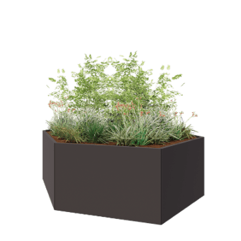Terasest lillekast - Kuusnurk - 239,3 x 207,8 x 80 cm - RAL7016 matt (antratsiithall) - Ilma põhjalauata