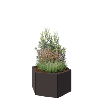 Terasest lillekast - Kuusnurk - 79,3 x 69,3 x 40 cm - RAL7016 matt (antratsiithall) - Ilma põhjalauata